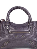 balenciaga Distressed Leather Classic Hardware Mini City Bag Black