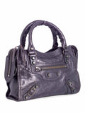 balenciaga Distressed Leather Classic Hardware Mini City Bag Black