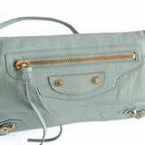 balenciaga balenciaga balenciaga Giant Clutch with shoulder strap in aqua green leather