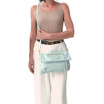 balenciaga balenciaga balenciaga Giant Clutch with shoulder strap in aqua green leather