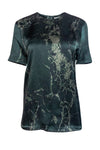 balenciaga - Green Marble Print Silk Top Sz 6