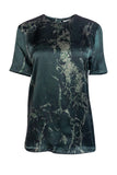balenciaga - Green Marble Print Silk Top Sz 6