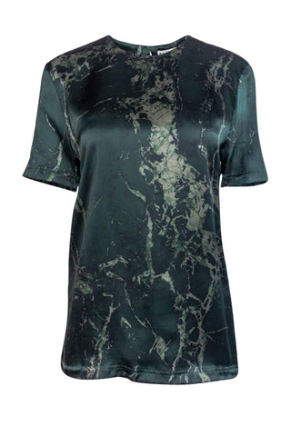 balenciaga - Green Marble Print Silk Top Sz 6