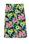 balenciaga - Green & Pink Printed Floral Denim Skirt Sz S