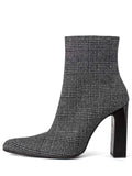 balenciaga Houndstooth Wool Ankle Boots Black White