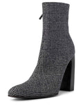 balenciaga Houndstooth Wool Ankle Boots Black White