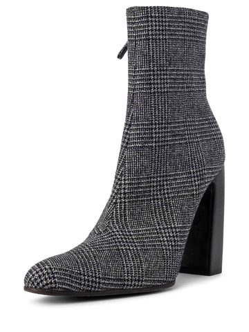 balenciaga Houndstooth Wool Ankle Boots Black White