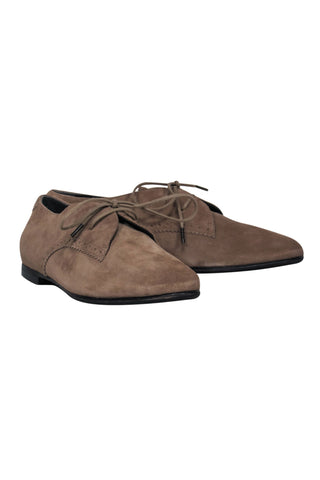 balenciaga - Tan Suede Lace-Up Oxford Loafers Sz 9.5