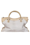 balenciaga - White & Cream Calf Hair Convertible Satchel