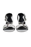 balenciaga - White Leather Strappy Buckle Detail Sandals Sz 10