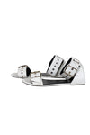 balenciaga - White Leather Strappy Buckle Detail Sandals Sz 10