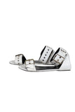 balenciaga - White Leather Strappy Buckle Detail Sandals Sz 10