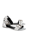balenciaga - White Leather Strappy Buckle Detail Sandals Sz 10