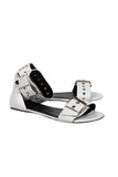 balenciaga - White Leather Strappy Buckle Detail Sandals Sz 10
