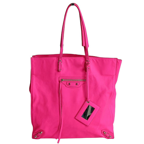 balenciaga balenciaga balenciaga Papier vertical shoulder bag in fuchsia leather