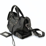 balenciaga balenciaga balenciaga Le City Metallic Medium shoulder bag in black leather