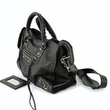 balenciaga balenciaga balenciaga Le City Metallic Medium shoulder bag in black leather