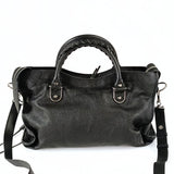 balenciaga balenciaga balenciaga Le City Metallic Medium shoulder bag in black leather