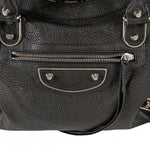 balenciaga balenciaga balenciaga Le City Metallic Medium shoulder bag in black leather