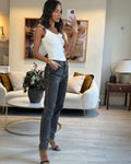 *HOT* Chanel 23N Coco Neige Washed Black Printed Straight Leg Jeans with Gold Chain Trim & CC Pocket Details Size FR 36 (UK 8) RRP ¬£3,250