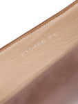 Chanel Logo Leather Pointy Toe Kitten Heels Shoes Brown