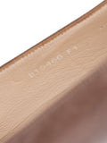 Chanel Logo Leather Pointy Toe Kitten Heels Shoes Brown