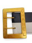 Chanel Logo Leather Wide Belt Black White