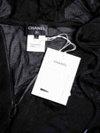 Chanel Logo Mesh Knit Zip Up Hoodie Sweater Black