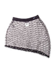 Chanel Logo Mini Asymmetric Mesh Beaded Skirt Black White