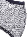 Chanel Logo Mini Asymmetric Mesh Beaded Skirt Black White