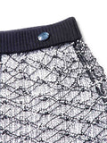 Chanel Logo Mini Asymmetric Mesh Beaded Skirt Black White