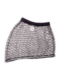 Chanel Logo Mini Asymmetric Mesh Beaded Skirt Black White