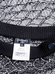 Chanel Logo Mini Asymmetric Mesh Beaded Skirt Black White