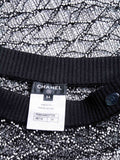 Chanel Logo Mini Asymmetric Mesh Beaded Skirt Black White