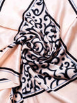 Chanel Logo Silk Royal Floral Scarf Pink Black