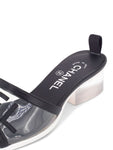Chanel Logo Transparent PVC Mule Slide Shoes Black
