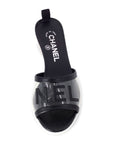 Chanel Logo Transparent PVC Mule Slide Shoes Black