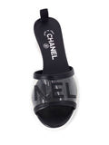 Chanel Logo Transparent PVC Mule Slide Shoes Black