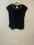 *FIRE PRICE* Chanel Black Top with Collar Embellishment and CC Logo Detail Size FR 38 (UK 10)