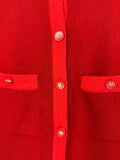 *HOT* Chanel Red Long Sleeve Knit Mini Dress with Multi Icon Logo Button Details FR 38 (UK 10)