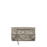 balenciaga City Fold Clutch/Shoulder Bag Leather Grey Ruthenium Hardware