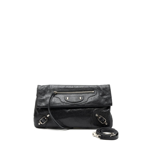 balenciaga City Fold Clutch/ Shoulder Bag Dark Grey SHW