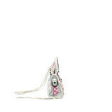 balenciaga City Graffiti Classic Studs bag leather white / pink/ black with black hardware