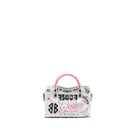 balenciaga City Graffiti Classic Studs bag leather white / pink/ black with black hardware