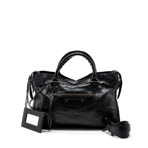 balenciaga City Bag Calfskin Black Ruthenium Hardware