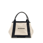 balenciaga Cabas Tote Bag Canvas/Calfskin Natural/Black SHW
