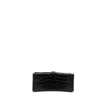 balenciaga Hourglass S Croc-Embossed Calfskin So Black