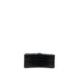 balenciaga Hourglass S Croc-Embossed Calfskin So Black