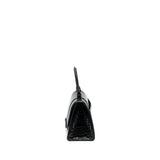 balenciaga Hourglass S Croc-Embossed Calfskin So Black