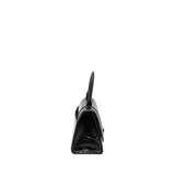 balenciaga Hourglass S Croc-Embossed Calfskin So Black